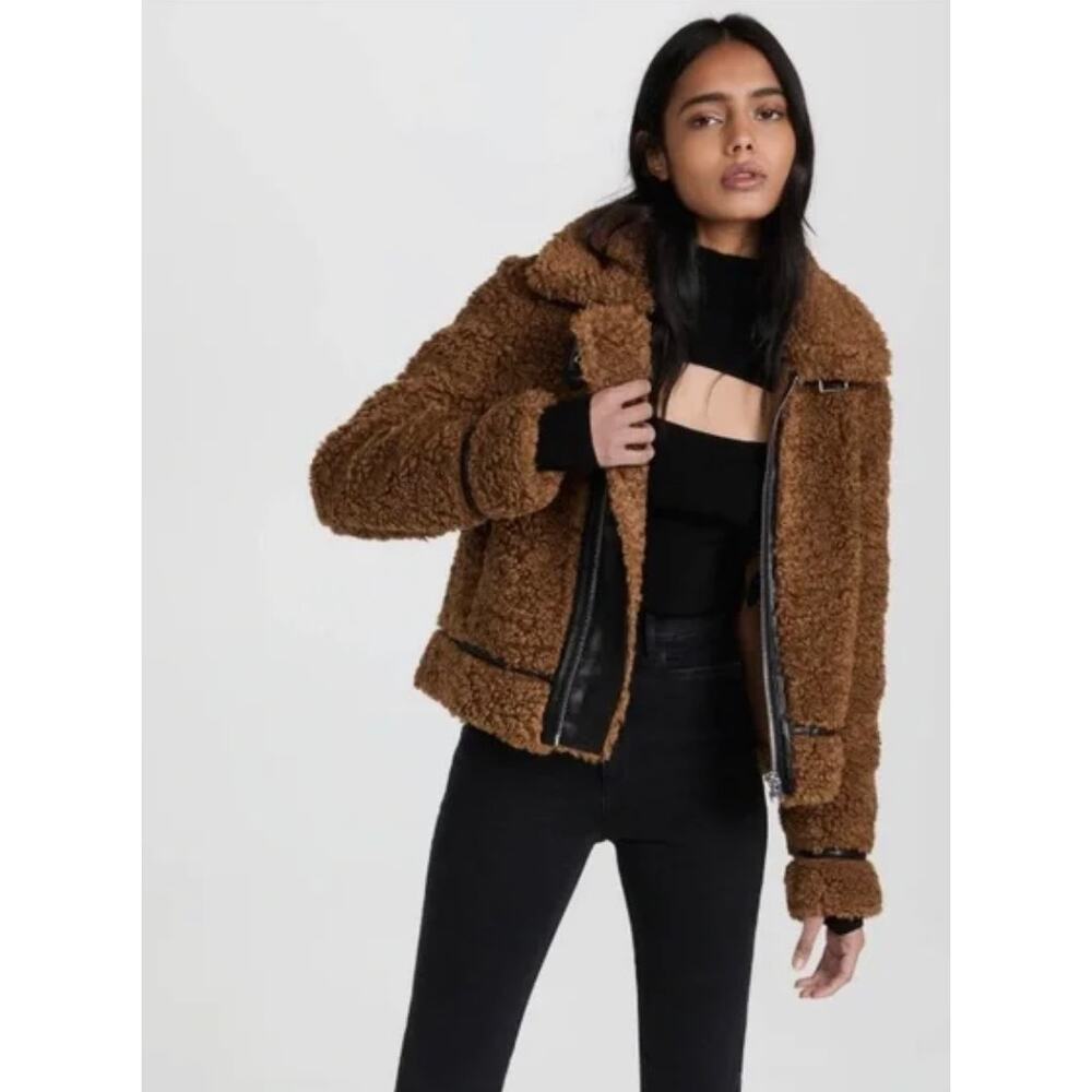 Stand Studio Audrey Brown Shearling Jacket With B… - image 4